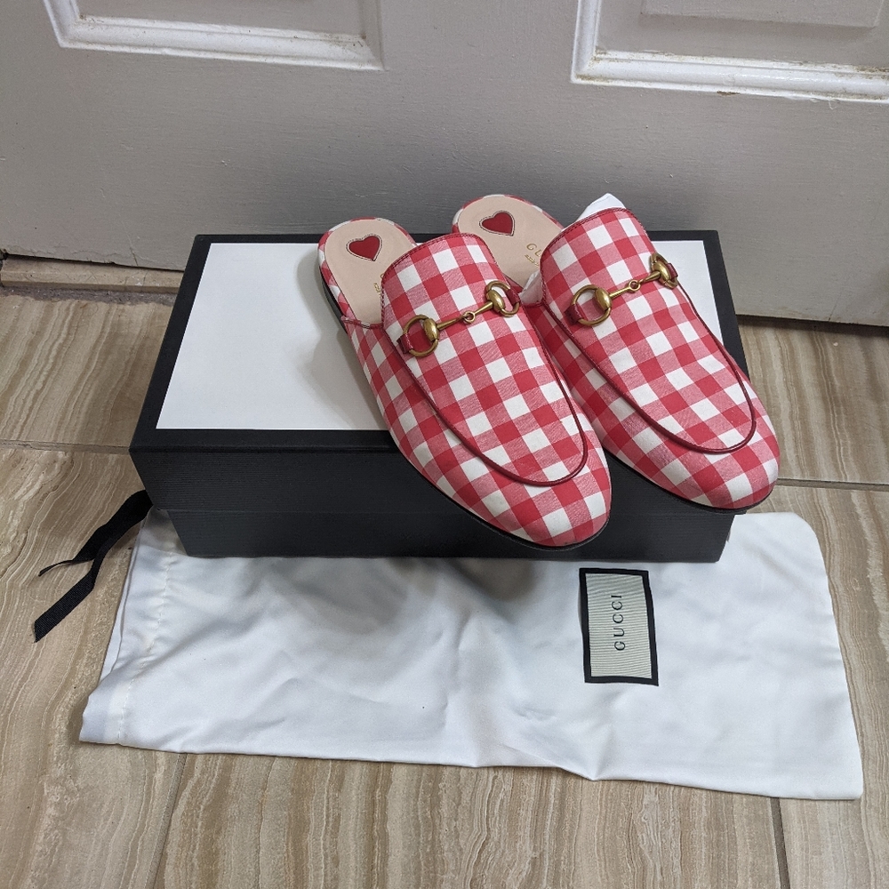 Gucci Princetown Gingham Slipper